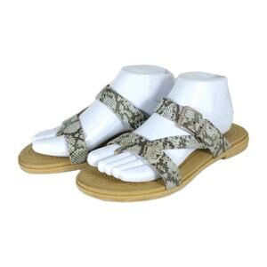Crocs Women's Tulum US8 Snake Print Toe Post Flat Thong Sandals Shoes
